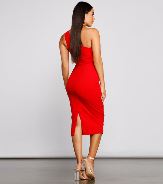 Alessandra Formal One-Shoulder Midi Dress & Windsor