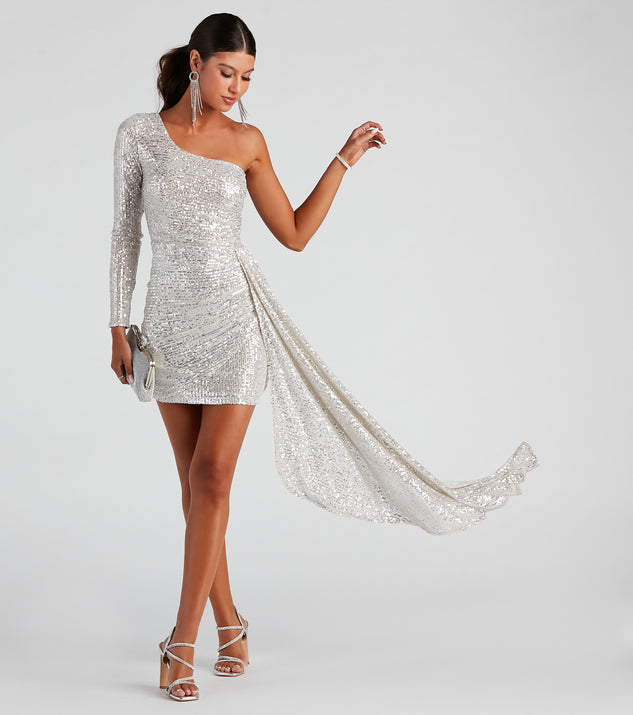 Talulla Formal One-Shoulder Sequin Mini Dress is a gorgeous pick as your 2024 prom dress or formal gown for wedding guests, spring bridesmaids, or army ball attire!