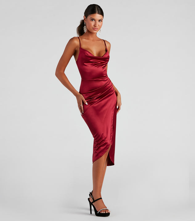 Angelina Sleeveless Wrap-Front Midi Dress is a gorgeous pick as your 2023 prom dress or formal gown for wedding guest, spring bridesmaid, or army ball attire!