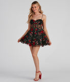 Jessica Embroidered Illusion Party  Red Prom Dress is a gorgeous pick as your 2023 prom dress or formal gown for wedding guest, spring bridesmaid, or army ball attire!