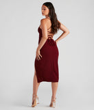 Henley Formal Lace-Up Midi Dress creates the perfect summer wedding guest dress or cocktail party dresss with stylish details in the latest trends for 2023!