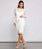 The Keely Lace Sweetheart Midi Dress is a gorgeous pick as your 2023 prom dress or formal gown for wedding guest, spring bridesmaid, or army ball attire!