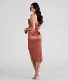 Bre Satin Ruched Midi Dress creates the perfect summer wedding guest dress or cocktail party dresss with stylish details in the latest trends for 2023!