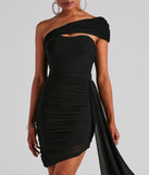Mylah Formal One-Shoulder Cascade Short Dress creates the perfect spring wedding guest dress or cocktail attire with stylish details in the latest trends for 2023!