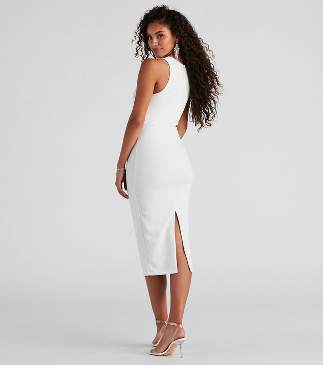gracelyn halter midi dress Gracelyn Crepe Cross Midi Dress