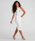 The Gracelyn Crepe Cross Midi Dress is a gorgeous pick as your 2023 prom dress or formal gown for wedding guest, spring bridesmaid, or army ball attire!