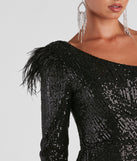 Cassidy Formal Sequin Feather Dress is a gorgeous pick as your 2024 prom dress or formal gown for wedding guests, spring bridesmaids, or army ball attire!