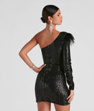Cassidy Formal Sequin Feather  Black Prom Dress is a gorgeous pick as your 2023 prom dress or formal gown for wedding guest, spring bridesmaid, or army ball attire!