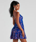 Leia Sleeveless Sequin Party  Blue Prom Dress is a gorgeous pick as your 2023 prom dress or formal gown for wedding guest, spring bridesmaid, or army ball attire!