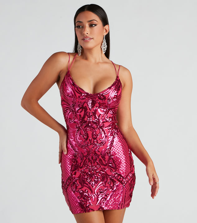 Bright Pink Sequined Velour Strappy Tank