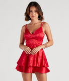 The Kaitlyn Jacquard Party Short Dress is a gorgeous pick as your 2023 prom dress or formal gown for wedding guest, spring bridesmaid, or army ball attire!