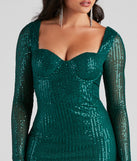 Amelie Long Sleeve Sequin Mini  Green Prom Dress is a gorgeous pick as your 2023 prom dress or formal gown for wedding guest, spring bridesmaid, or army ball attire!