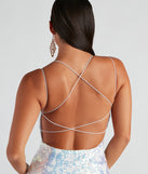 You'll be the best dressed in the Karina Formal Sequin Cross-Back Mini Dress as your summer formal dress with unique details from Windsor.