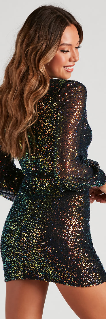 Kay Formal Sequin Wrap Short Dress