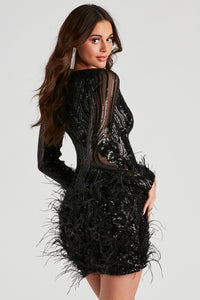 short black feather dress Desirae Sequin size-9-10 OLD SCHOOL MOIST SOUTHERN Color may vary by Color:Jones Black