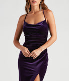 Kerry Formal Velvet Midi  Purple Prom Dress is a gorgeous pick as your 2023 prom dress or formal gown for wedding guest, spring bridesmaid, or army ball attire!