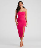 Zadie Formal High-Slit Midi Dress provides a stylish summer wedding guest dress, the perfect dress for graduation, or a cocktail party look in the latest trends for 2024!