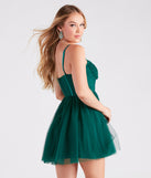 Brooke Formal Tulle Corset Skater Dress is a gorgeous pick as your 2024 prom dress or formal gown for wedding guests, spring bridesmaids, or army ball attire!