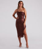Stevie Formal Sequin Midi Brown Prom Dress is a gorgeous pick as your 2023 prom dress or formal gown for wedding guest, spring bridesmaid, or army ball attire!