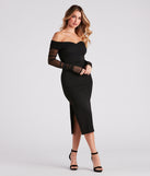 Debby Formal Crepe Mesh Midi Dress creates the perfect summer wedding guest dress or cocktail party dresss with stylish details in the latest trends for 2023!