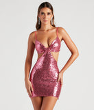 Jillian Sequin Cutout Party  Pink Prom Dress is a gorgeous pick as your 2023 prom dress or formal gown for wedding guest, spring bridesmaid, or army ball attire!
