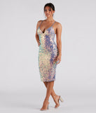 Rhianna Formal Iridescent Sequin Midi Dress is a gorgeous pick as your 2024 prom dress or formal gown for wedding guests, spring bridesmaids, or army ball attire!