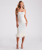 Lucinda Formal Sequin Feather Midi Dress is the perfect prom dress pick with on-trend details to make the 2024 dance your most memorable event yet!
