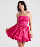Susie Strapless Skater Bubble Hem  Pink Prom Dress is a gorgeous pick as your 2023 prom dress or formal gown for wedding guest, spring bridesmaid, or army ball attire!