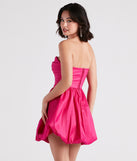 Susie Strapless Skater Bubble Hem  Pink Prom Dress is a gorgeous pick as your 2023 prom dress or formal gown for wedding guest, spring bridesmaid, or army ball attire!