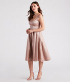 Melonie Formal Taffeta A-Line Midi Dress creates the perfect summer wedding guest dress or cocktail party dresss with stylish details in the latest trends for 2023!