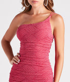 Mckensie Glitter One-Shoulder Party Dress