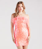 Mae Strapless Feather Sequin Party Dress