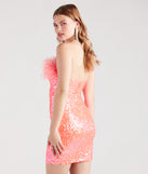 Mae Strapless Feather Sequin Party Dress is a gorgeous pick as your 2024 prom dress or formal gown for wedding guests, spring bridesmaids, or army ball attire!