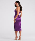 Jenny Strapless High Slit Satin Midi Dress creates the perfect summer wedding guest dress or cocktail party dresss with stylish details in the latest trends for 2023!