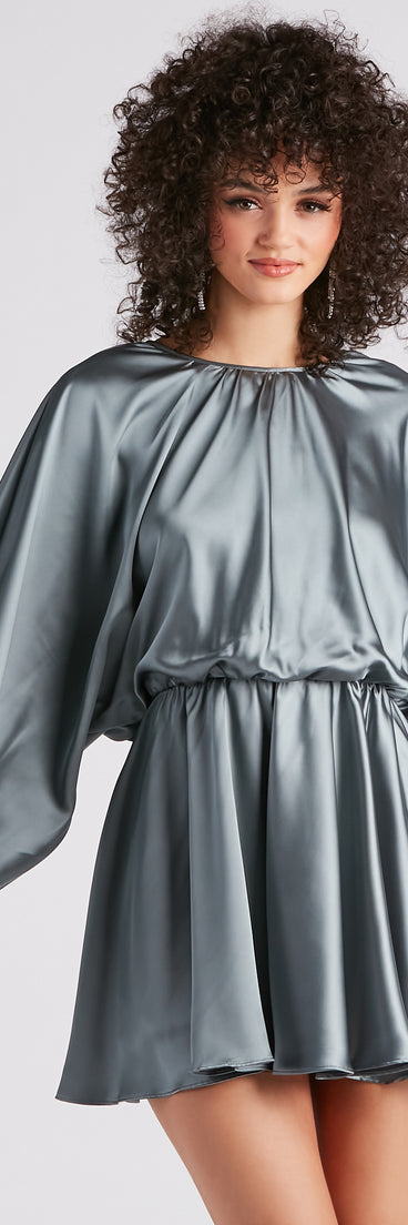 Nancy Formal Satin Short Dress creates the perfect summer wedding guest dress or cocktail party dresss with stylish details in the latest trends for 2023!