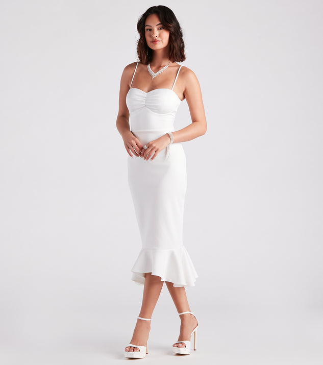 white trumpet midi dress Lulus | White Square Neck Trumpet Midi Dress | Womens | X-Large (Available in XS, S, M, L)