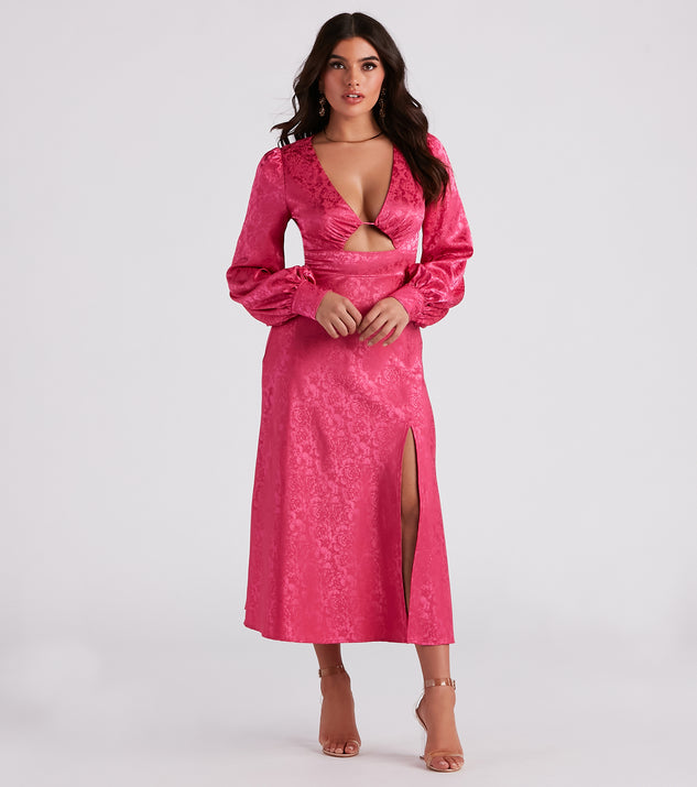 Kacy Formal Satin Cutout Midi Dress & Windsor