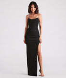 Leona Formal Crepe Rhinestone Slit Dress creates the perfect summer wedding guest dress or cocktail party dresss with stylish details in the latest trends for 2023!