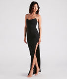 Leona Formal Crepe Rhinestone Slit Dress creates the perfect summer wedding guest dress or cocktail party dresss with stylish details in the latest trends for 2023!