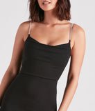 Leona Formal Crepe Rhinestone Slit Dress creates the perfect summer wedding guest dress or cocktail party dresss with stylish details in the latest trends for 2023!