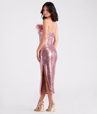 Marlin Formal Sequin Feather Midi Dress creates the perfect summer wedding guest dress or cocktail party dresss with stylish details in the latest trends for 2023!