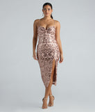 Meilani Formal Sequin Scroll Slit Midi Dress is a gorgeous pick as your 2024 prom dress or formal gown for wedding guests, spring bridesmaids, or army ball attire!