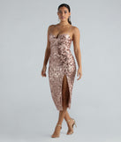 Meilani Formal Sequin Scroll Slit Midi Dress is a gorgeous pick as your 2024 prom dress or formal gown for wedding guests, spring bridesmaids, or army ball attire!