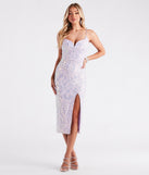 Kadence Formal Sequin Lace-Up Midi Dress