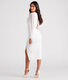 You'll be the best dressed in the Marjorie Formal Chiffon Sleeve Midi Dress as your summer formal dress with unique details from Windsor.