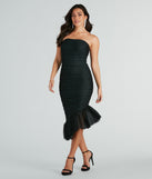 The midi dress length on the Avamarie Formal Bandage Tulle Midi Dress provides an elevated silhouette perfect for any party, occasion, or everyday styling.