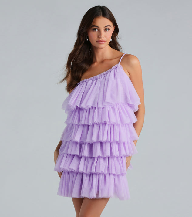 Sawyer Tulle One Shoulder A Line Short Dress