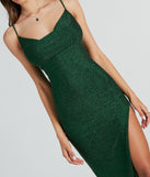 You'll be the best dressed in the Lilianna Formal Rhinestone High Slit Midi Dress as your fall formal dress with unique details for any event or party from Windsor.