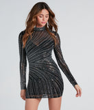 Andrea Formal Rhinestone Mock Neck Mini Dress is a gorgeous pick as your summer formal dress for wedding guests, bridesmaids, or military birthday ball attire!