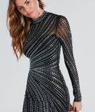 Andrea Formal Rhinestone Mock Neck Mini Dress is a gorgeous pick as your summer formal dress for wedding guests, bridesmaids, or military birthday ball attire!